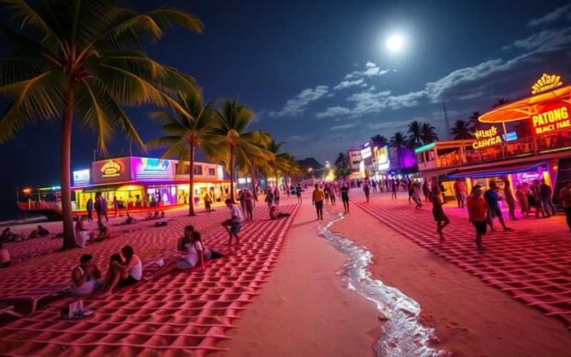 Patong Beach tem vida noturna agitada à beira mar