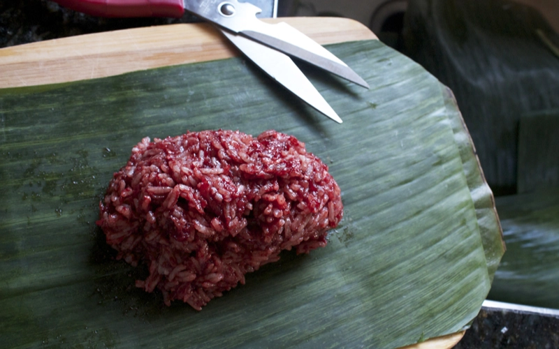 Prove arroz com sangue de porco