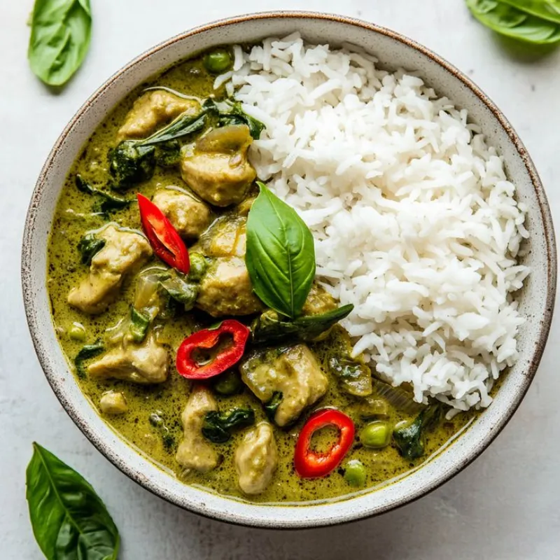 Tailandeses fazem curry verde com leite de coco