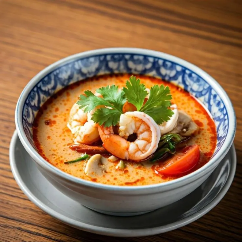 Tailandeses servem Tom Yum com especiarias picantes